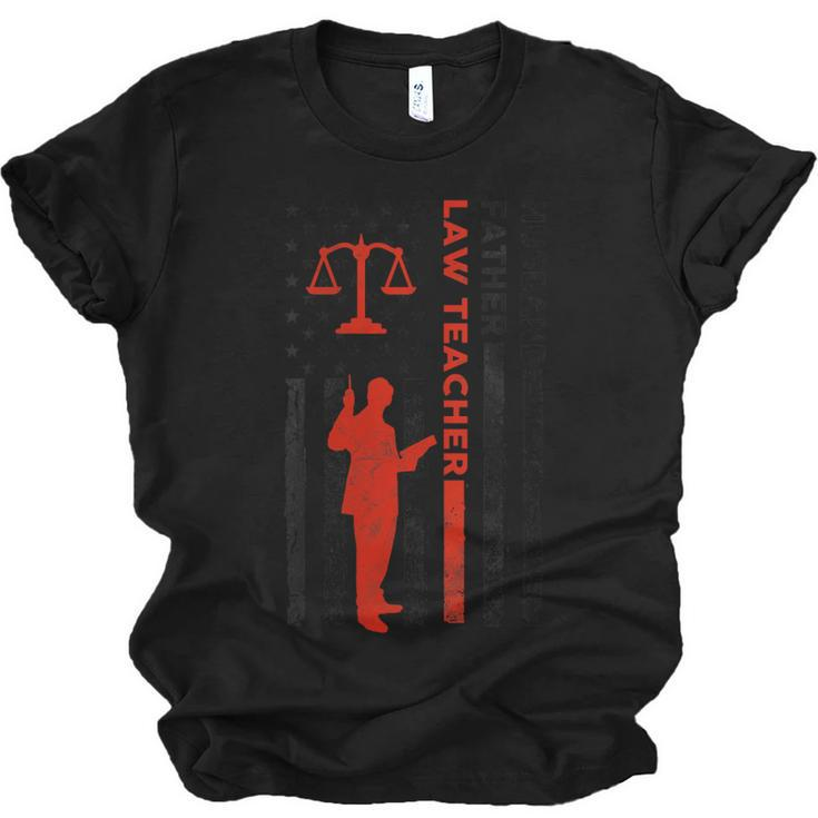 Law Teacher Husband Dad Vintage Usa Flag American Fathers  Jersey T-Shirt