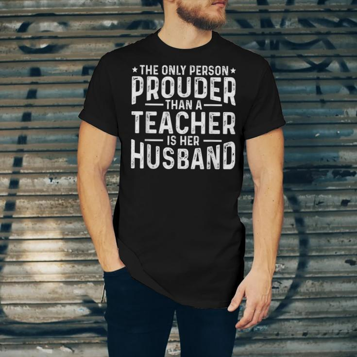 Proud Teacher Husband Of A Teacher Teachers Husband Jersey T-Shirt