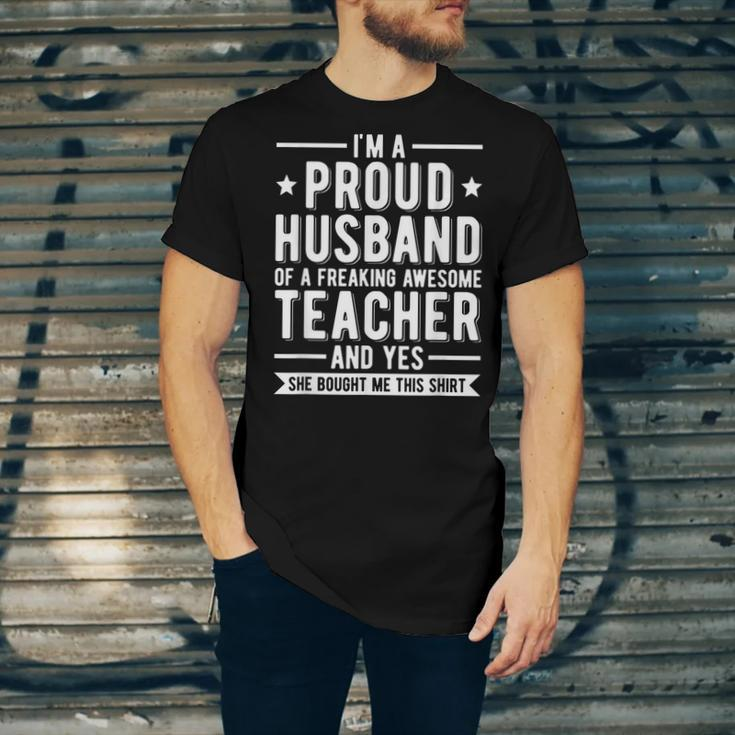 Im A Proud Teacher Husband Of A Teacher Teachers Husband Jersey T-Shirt