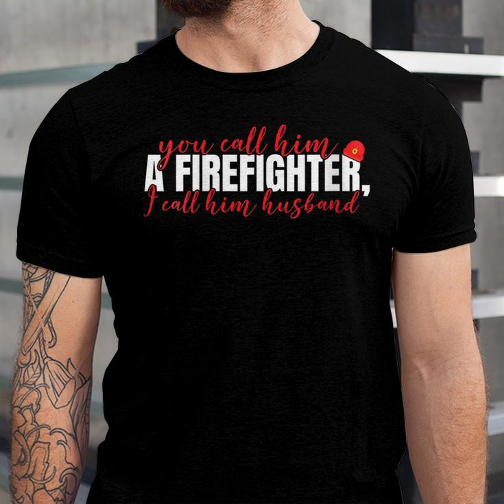Firefighter Wife Firemans Wife Proud Firefighter Husband Jersey T-Shirt