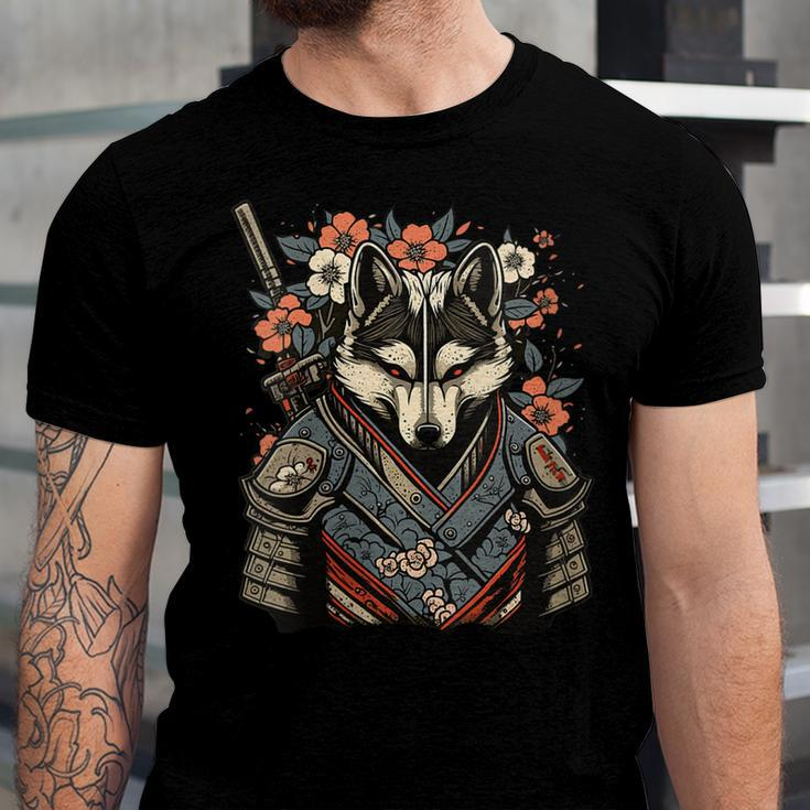 Japanese Samurai Wolf Tattoo Vintage Kawaii Ninja Jersey T-Shirt