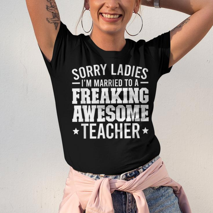 Married To An Awesome Teacher Husband Of A Teacher Jersey T-Shirt