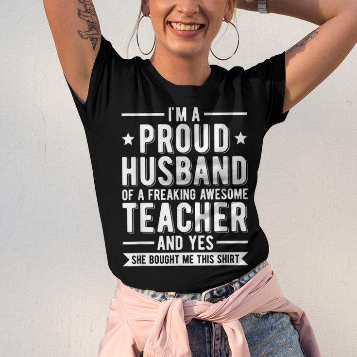 Im A Proud Teacher Husband Of A Teacher Teachers Husband Jersey T-Shirt