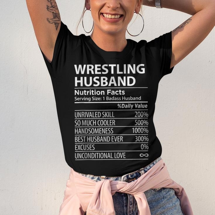 Wrestling Husband Nutrition Facts Wrestling Husband Jersey T-Shirt