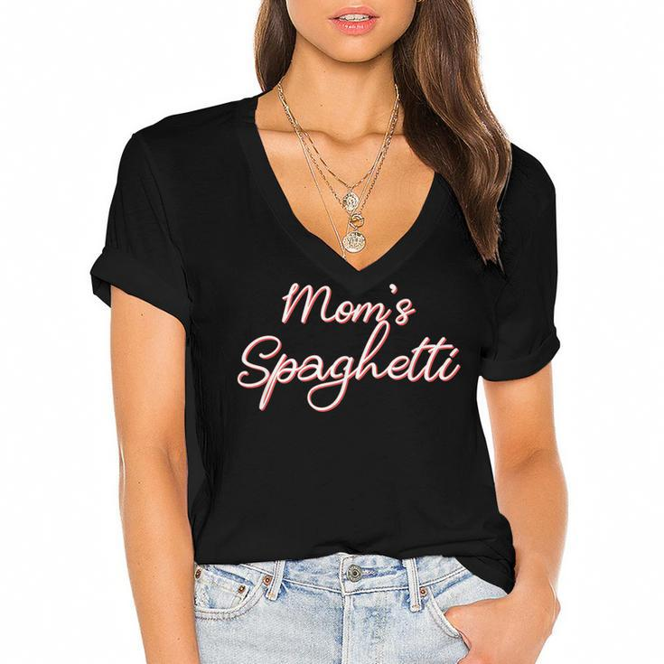 Funny Mothers Day Moms Spaghetti And Meatballs Lover Meme  Gift For Women Women's Jersey Short Sleeve Deep V-Neck Tshirt