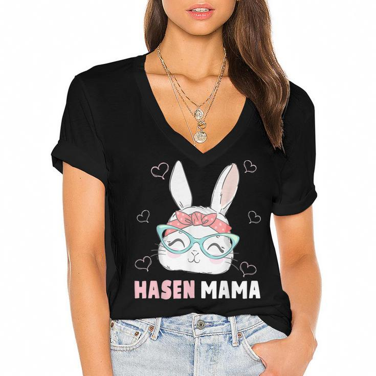 Rabbit Mum Bandana Rabbit Easter Rabbit Mum  Gift For Women Women's Jersey Short Sleeve Deep V-Neck Tshirt