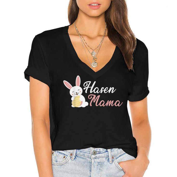 Rabbit Mum Easter Rabbit Mum Rabbit  Gift For Women Women's Jersey Short Sleeve Deep V-Neck Tshirt