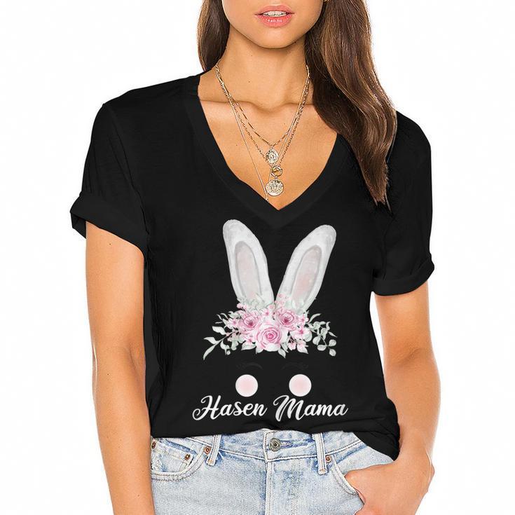 Rabbit Rabbit Mum Rabbit Bunny Lover Gift  Gift For Women Women's Jersey Short Sleeve Deep V-Neck Tshirt