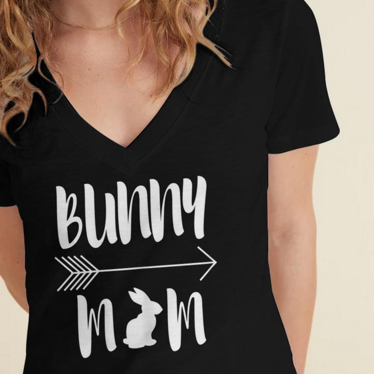 Bunny Mom Funny Rabbit Mum Gift For Women Women's Jersey Short Sleeve Deep V-Neck Tshirt