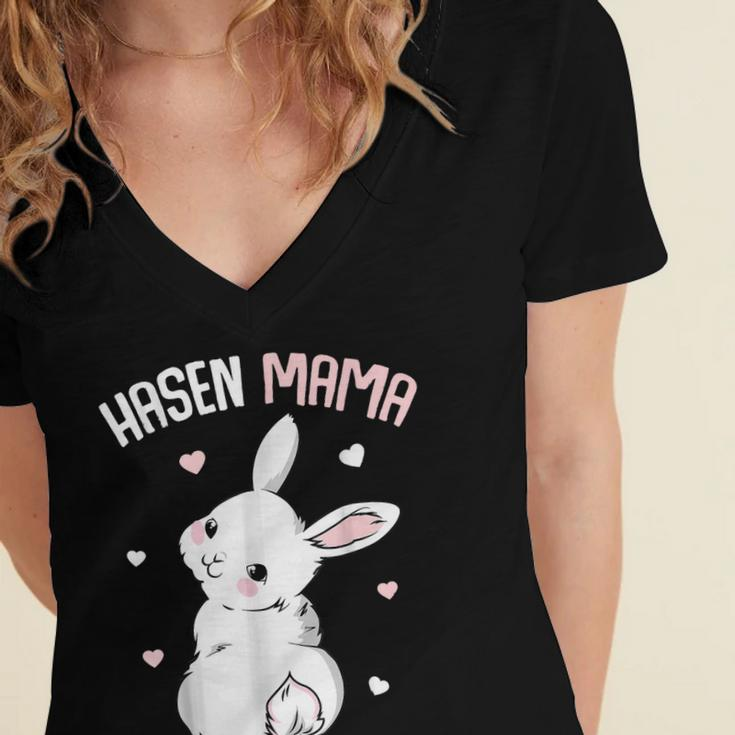 Rabbit Mum With Rabbit Easter Bunny Gift For Women Women's Jersey Short Sleeve Deep V-Neck Tshirt