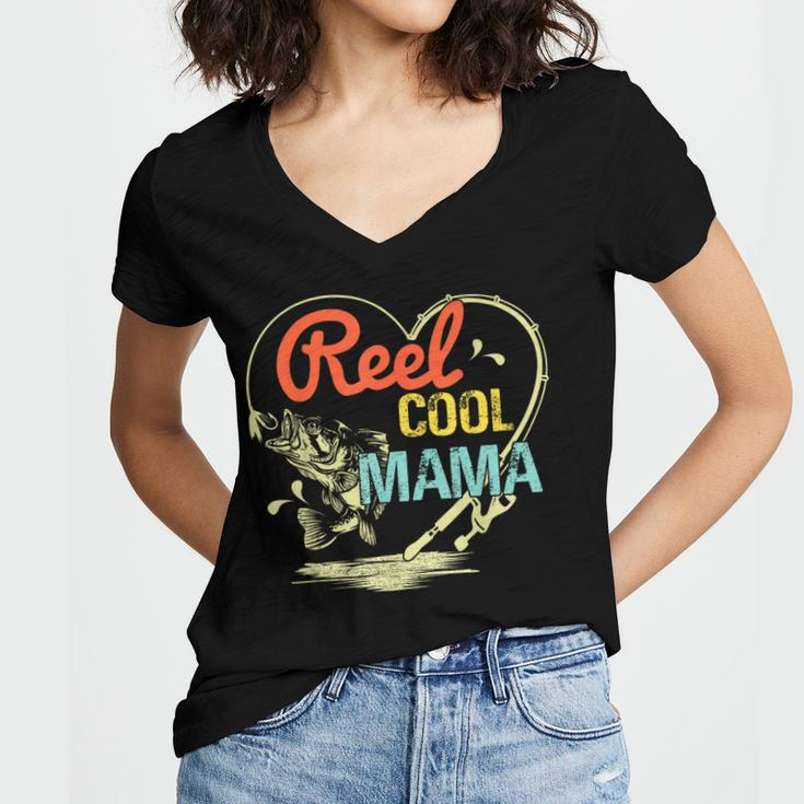 Reel Cool Mama Fishing Mothers Day For Womens Gift For Women Women's Jersey Short Sleeve Deep V-Neck Tshirt