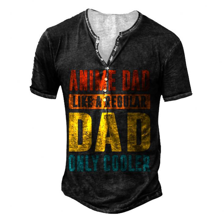 Anime Fathers Birthday Anime Dad Only Cooler Vintage For Women Men's Henley T-Shirt