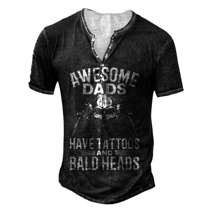 Bald Dad With Tattoos Best Papa For Women Men's Henley T-Shirt