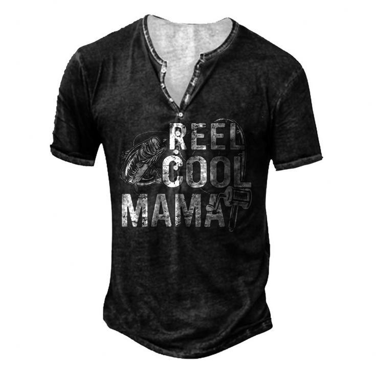 Distressed Reel Cool Mama Fishing  For Women Men's Henley T-Shirt