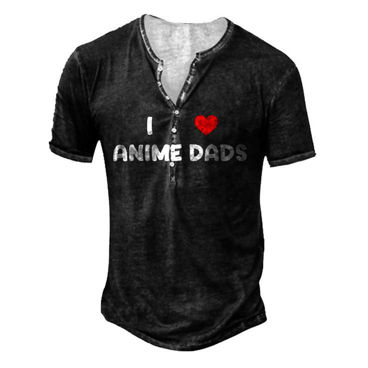 I Heart Anime Dads Love Red Simple Weeb Weeaboo Gay For Women Men's Henley T-Shirt