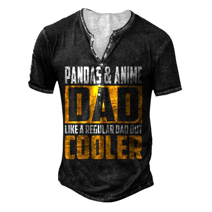 Pandas And Anime Dad Like A Regular Dad But Cooler For Women Men's Henley T-Shirt