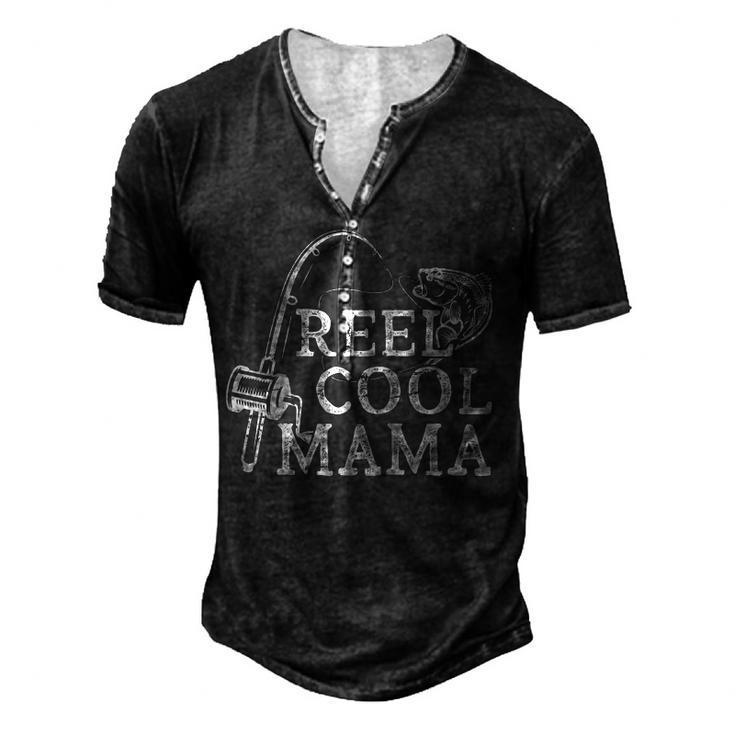 Retro Reel Cool Mama Fishing Fisher For Women Men's Henley T-Shirt