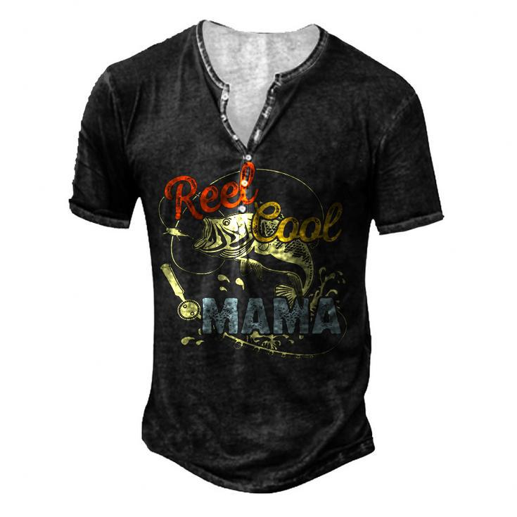 Retro Reel Cool Mama Fishing Lover For Women Men's Henley T-Shirt