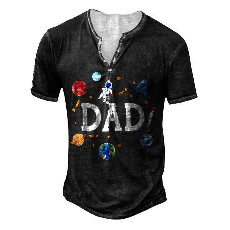 Space Dad Outer Space Crew Astronaut Fathers Day 2023 For Women Men's Henley T-Shirt