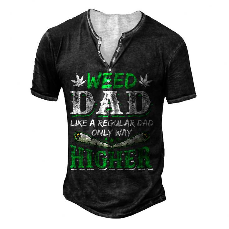 Weed Dad Marijuana 420 Cannabis Thc Pumpkin Themed For Women Men's Henley T-Shirt