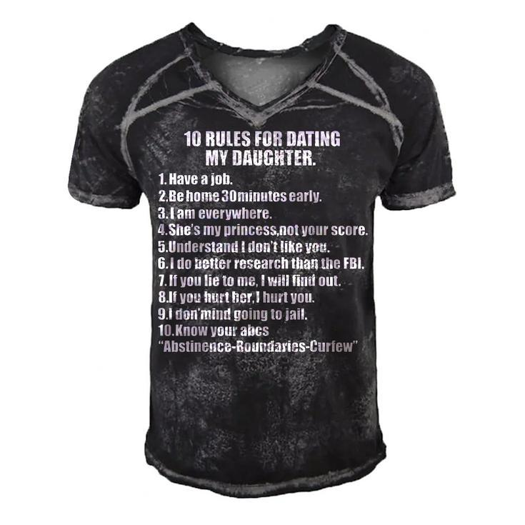 10 Rules Dating My Daughter Overprotective Dad Protective  Gift For Women Men's Short Sleeve V-neck 3D Print Retro Tshirt