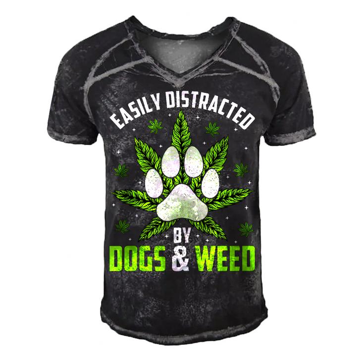 Dogs And Weed Dad Mom Dog Lover Cannabis Marijuana  Gift For Women Men's Short Sleeve V-neck 3D Print Retro Tshirt
