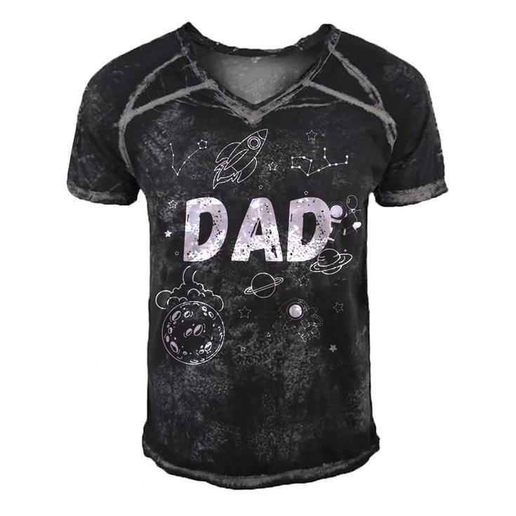 Dad Outer Space Daddy Planet Birthday Fathers Day  Gift For Womens Gift For Women Men's Short Sleeve V-neck 3D Print Retro Tshirt