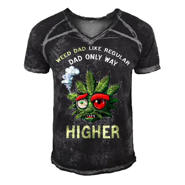 Dad Weed Funny 420 Weed Dad Like Regular Dad Only Higher  Gift For Women Men's Short Sleeve V-neck 3D Print Retro Tshirt