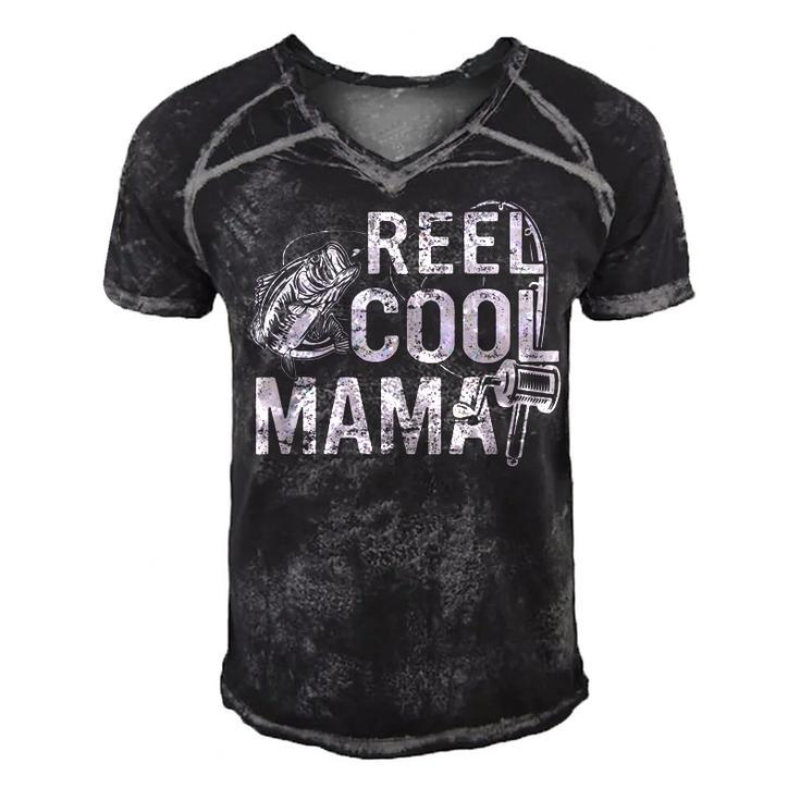 Distressed Reel Cool Mama Fishing Mothers Day  Gift For Women Men's Short Sleeve V-neck 3D Print Retro Tshirt