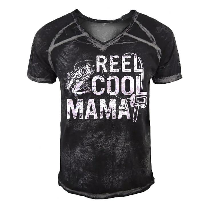 Distressed Reel Cool Mama Fishing Mothers Day   Gift For Women Men's Short Sleeve V-neck 3D Print Retro Tshirt