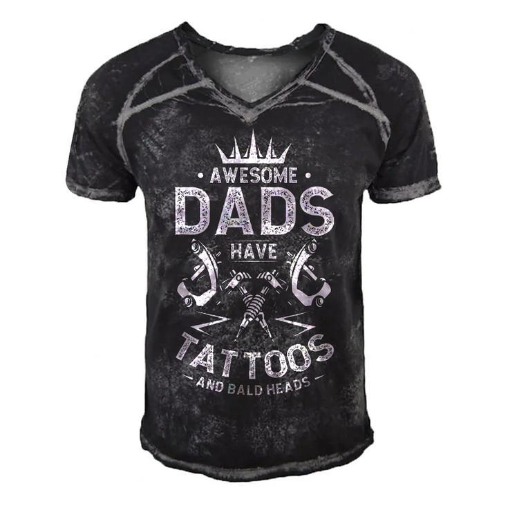 Father Tattooed Bald Dad  Gift For Women Men's Short Sleeve V-neck 3D Print Retro Tshirt