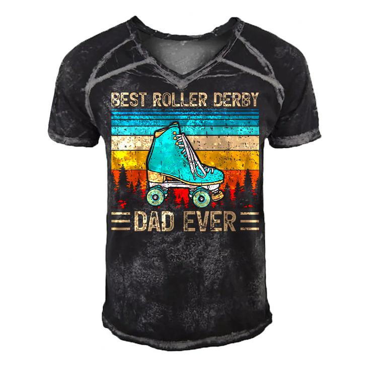 Funny Vintage Retro Best Roller Derby Dad Ever Fathers Day  Gift For Mens Gift For Women Men's Short Sleeve V-neck 3D Print Retro Tshirt