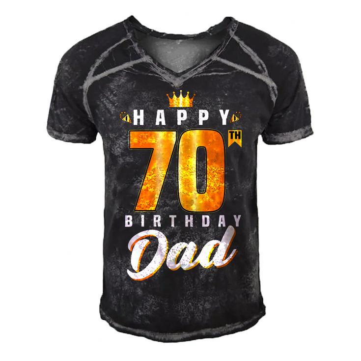 Happy 70Th Birthday Dad Birthday 70 Years Old Dad  Gift For Womens Gift For Women Men's Short Sleeve V-neck 3D Print Retro Tshirt