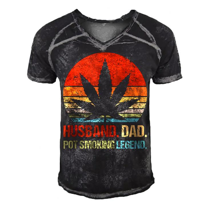 Husband Dad Pot Smoking Legend Funny Weed Dad Smoker  Gift For Mens Gift For Women Men's Short Sleeve V-neck 3D Print Retro Tshirt