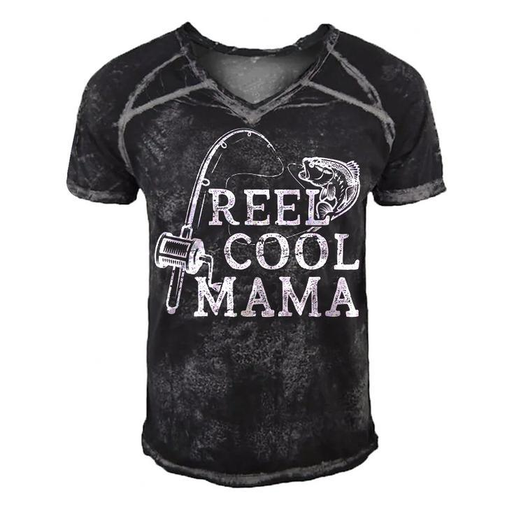 Retro Reel Cool Mama Fishing Fisher Mothers Day   Gift For Women Men's Short Sleeve V-neck 3D Print Retro Tshirt