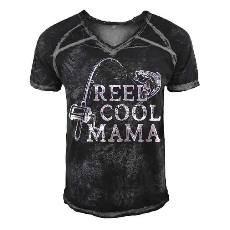 Retro Reel Cool Mama Fishing Fisher Mothers Day  Gift For Women Men's Short Sleeve V-neck 3D Print Retro Tshirt