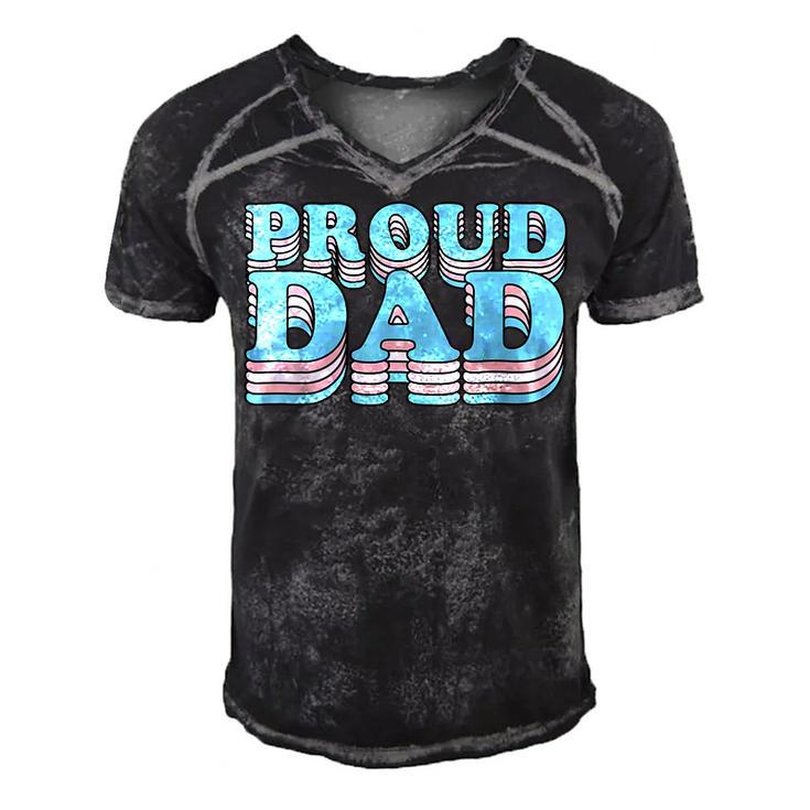 Transgender Pride Father Proud Trans Dad  Gift For Womens Gift For Women Men's Short Sleeve V-neck 3D Print Retro Tshirt