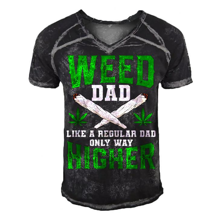 Weed Dad Like A Regular Dad Only Way Higher Fathers Day  Gift For Women Men's Short Sleeve V-neck 3D Print Retro Tshirt