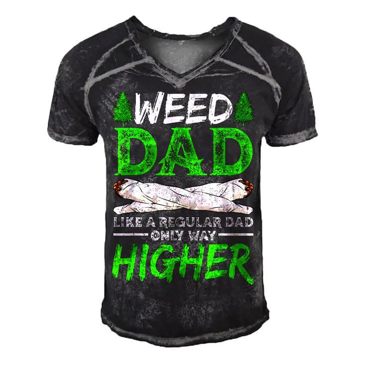 Weed Dad Like A Regular Dad Only Way Higher Marijuana Daddy Gift For Women Men's Short Sleeve V-neck 3D Print Retro Tshirt