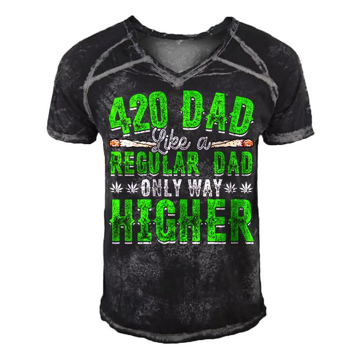 Weed Dad Pot Fathers Day Cannabis Marijuana Papa Daddy  Gift For Womens Gift For Women Men's Short Sleeve V-neck 3D Print Retro Tshirt