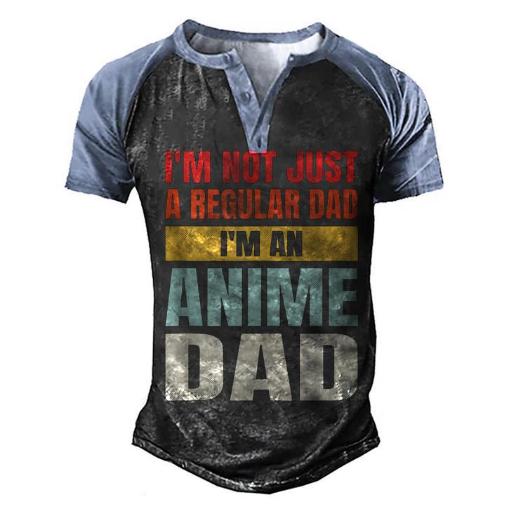 Anime Fathers Birthday Im An Anime Dad Retro Vintage Men's Henley Raglan T-Shirt