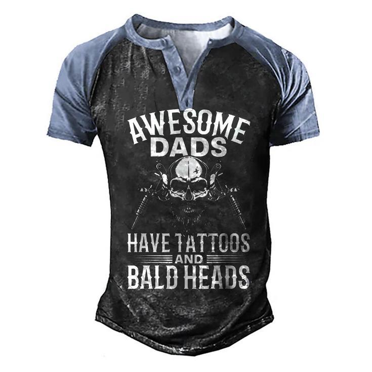 Bald Dad With Tattoos Best Papa Men's Henley Raglan T-Shirt