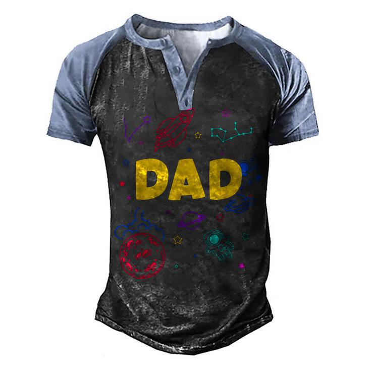 Dad Outer Space Daddy Planet Birthday Fathers Men's Henley Raglan T-Shirt