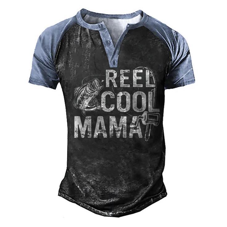 Distressed Reel Cool Mama Fishing  Men's Henley Raglan T-Shirt