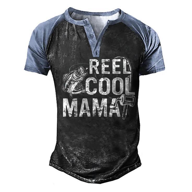 Distressed Reel Cool Mama Fishing  Men's Henley Raglan T-Shirt