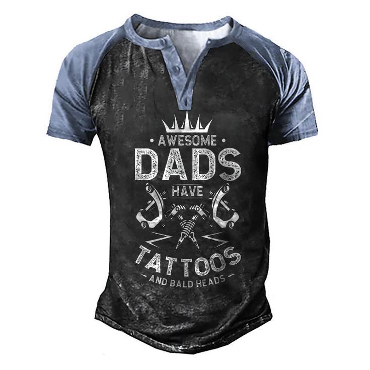 Father Tattooed Bald Dad Men's Henley Raglan T-Shirt