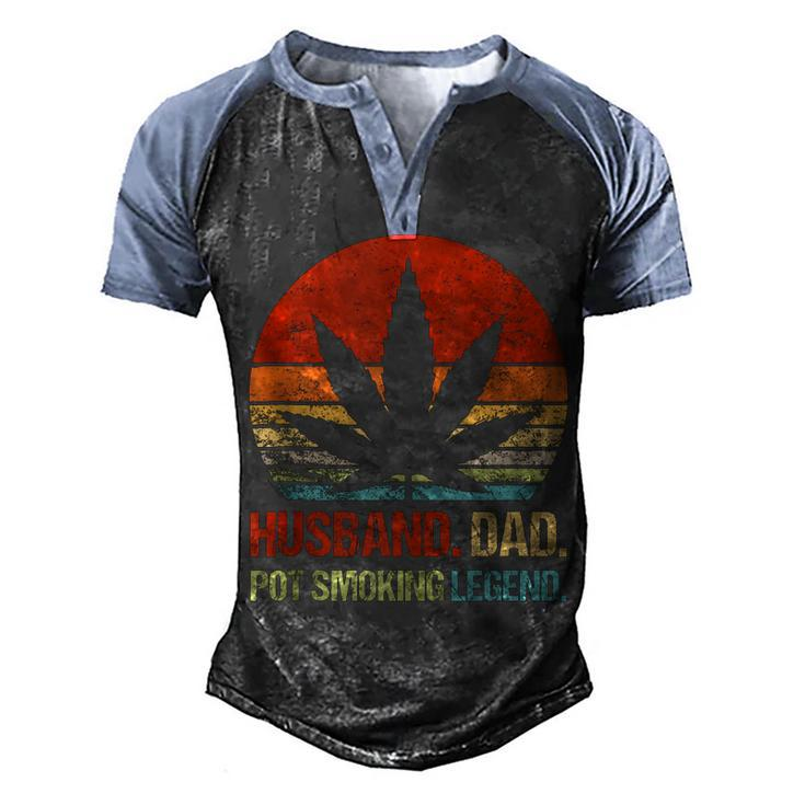 Husband Dad Pot Smoking Legend Weed Dad Smoker Men's Henley Raglan T-Shirt