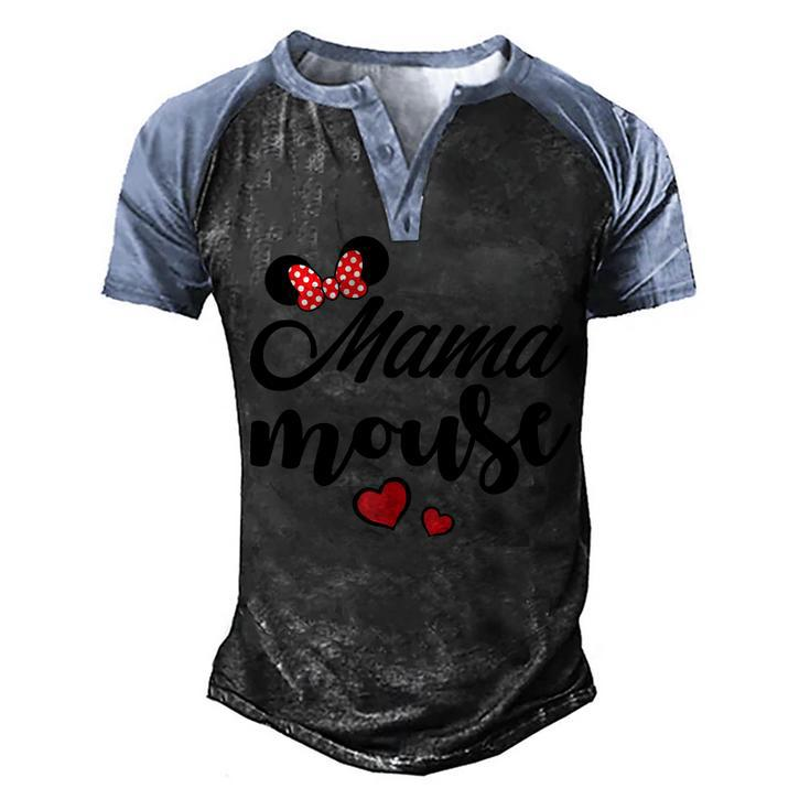 Mama Mouse Mama Mouse Heart Mama  Men's Henley Raglan T-Shirt
