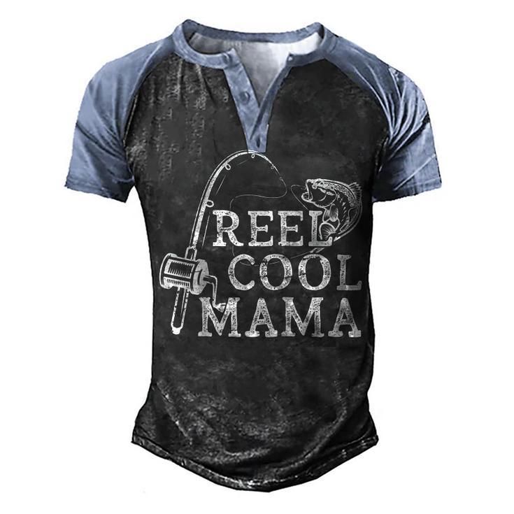 Retro Reel Cool Mama Fishing Fisher Men's Henley Raglan T-Shirt