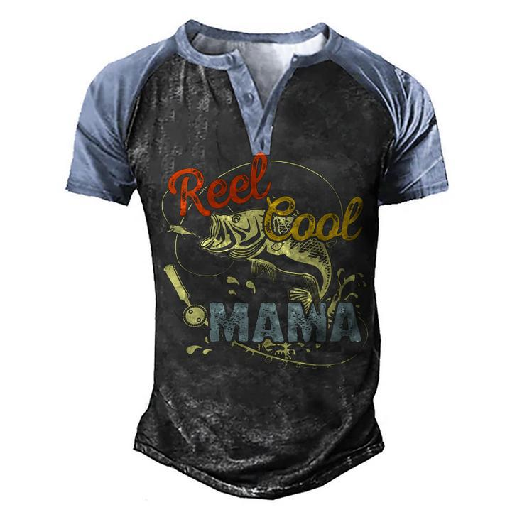 Retro Reel Cool Mama Fishing Lover Men's Henley Raglan T-Shirt